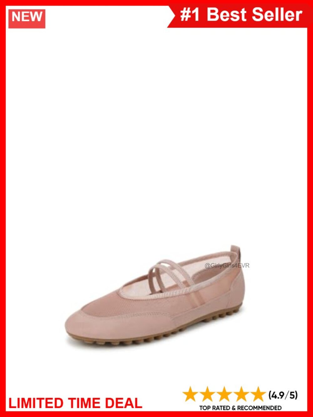 Women's Round Toe Mary Jane Slip-On Flats Breathable Mesh Comfort Work Shoes